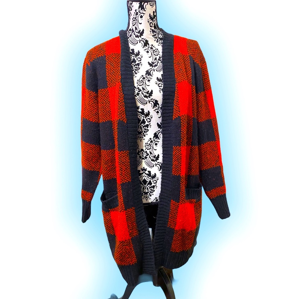 Oversized Buffalo check cardigan